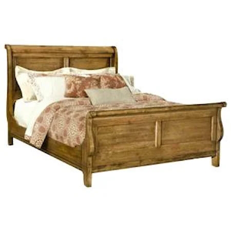 Queen Size Traditional Sleigh Bed with Paneled Accents